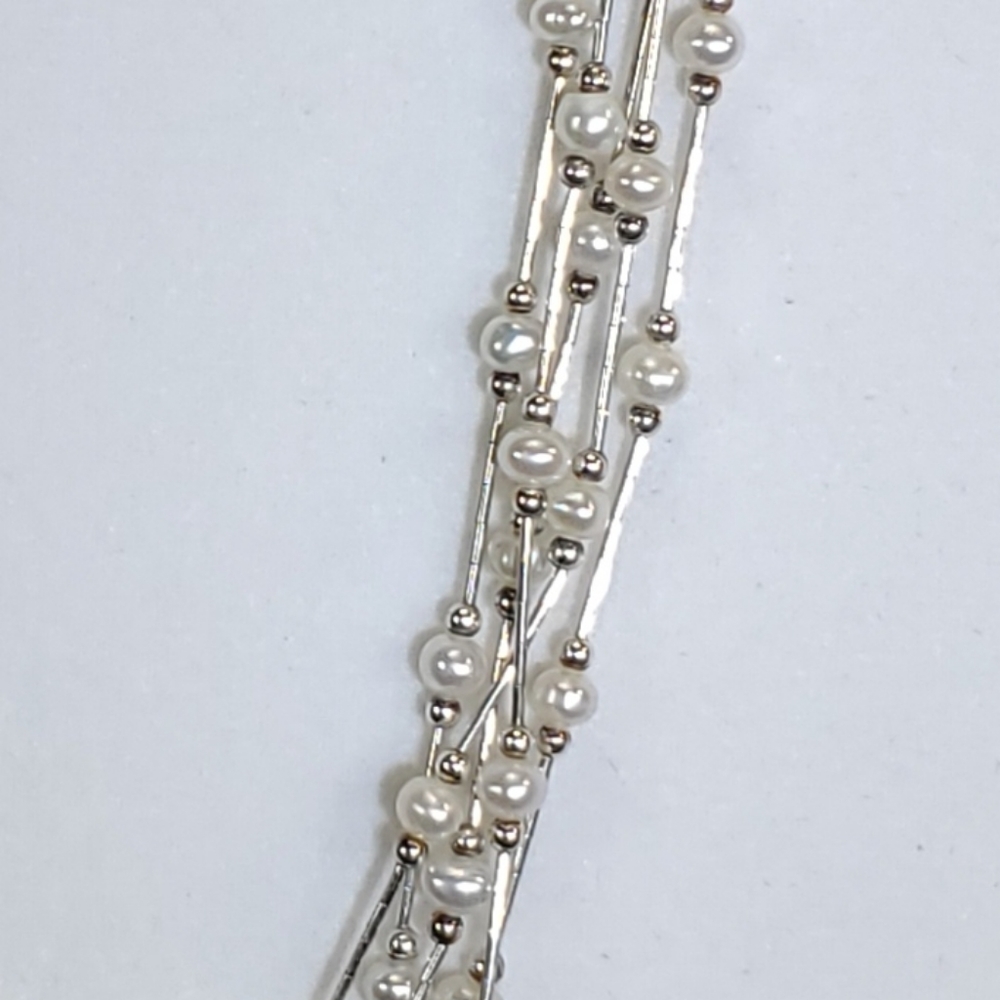 Freshwater Pearls & 925 Sterling Necklace - Picture 3 of 5